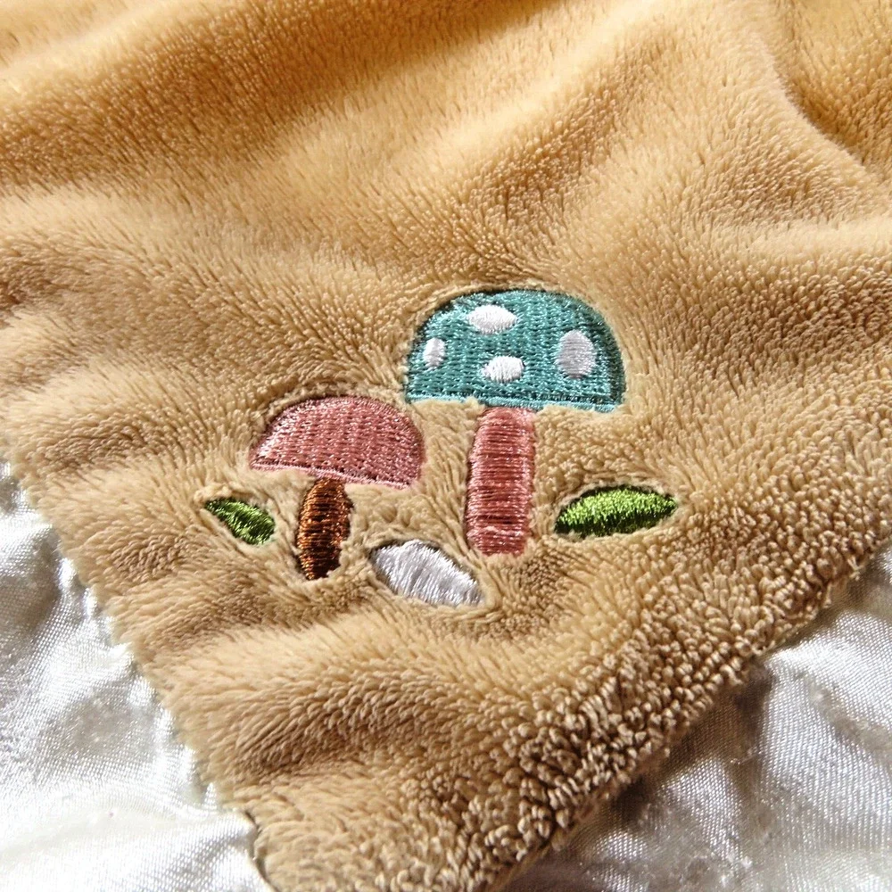 Douglas Baby Fox Lovey Security Blanket Woodland Mushrooms Satin Trim Blankie